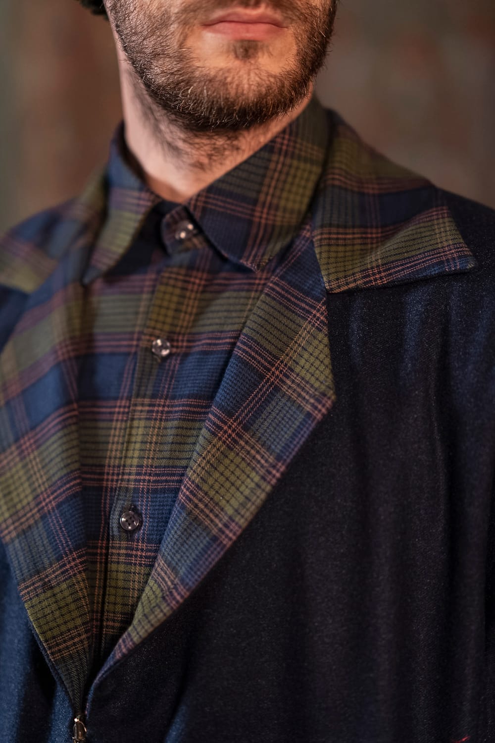Winterline : Check Shirt Wool Reversible Open Front Pheran Pants