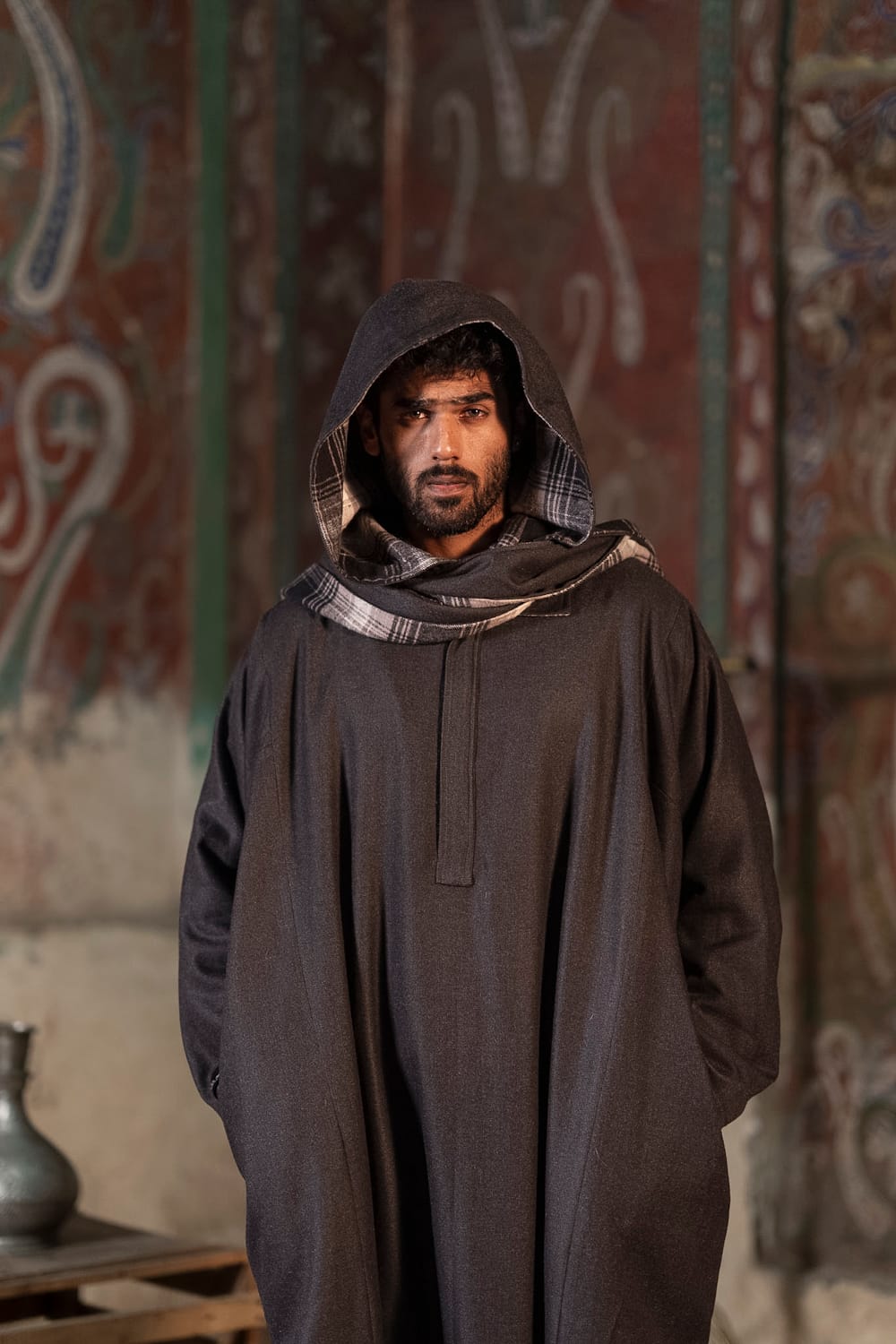 Grey Wool Pheran pants Cowl Cap