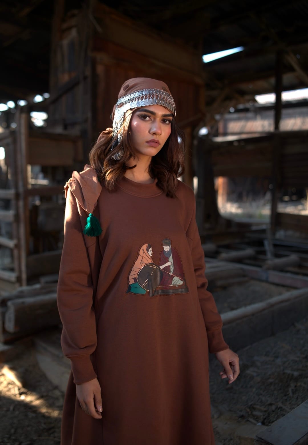 Nanne Bab   Graphic Printed Brown Pheran And Pants