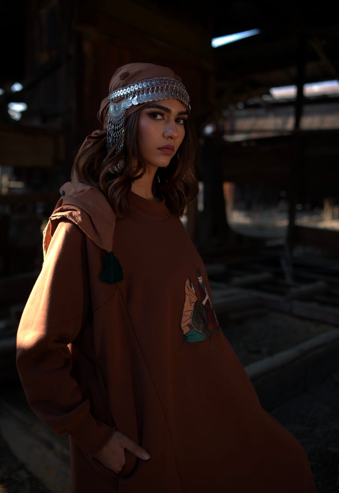 Nanne Bab   Graphic Printed Brown Pheran And Pants