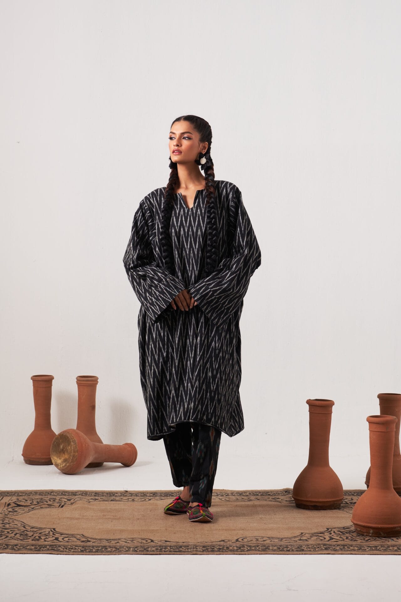 Black Tilla Embroidered Reversible Pheran Salwar