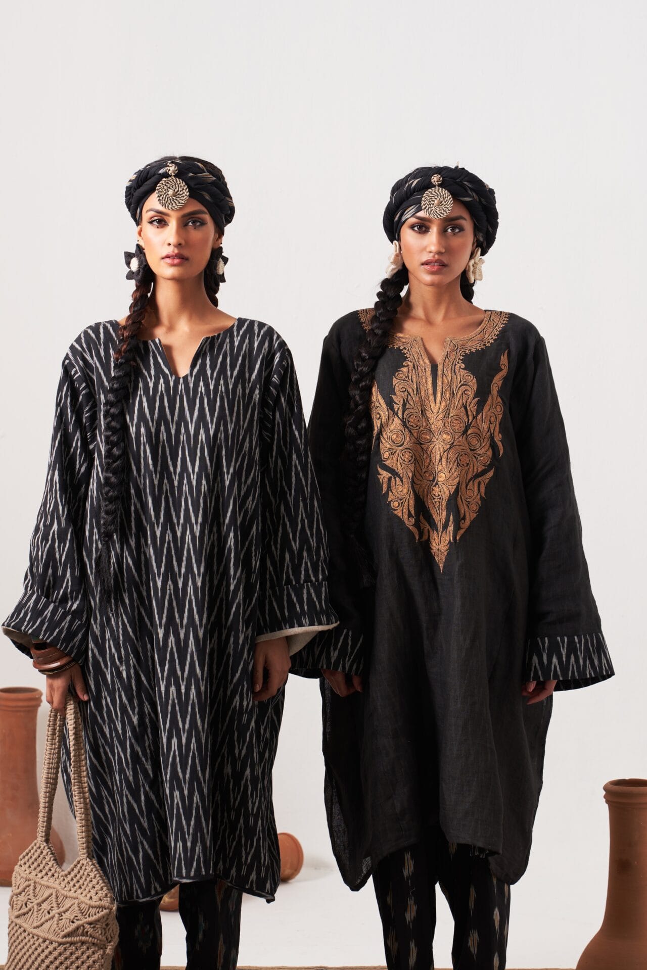 Black Tilla Embroidered Reversible Pheran Salwar