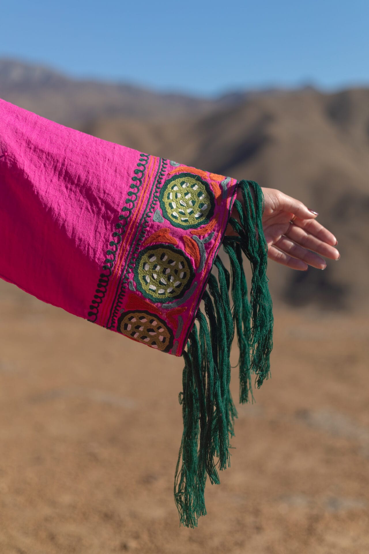 Hot Pink Ari Embroidered  Round Pheran Salwar Scarf
