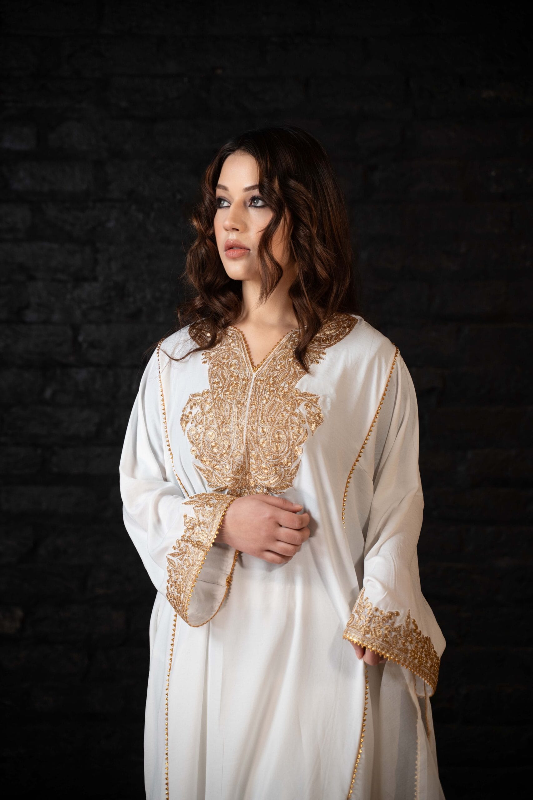 White Tilla Embroidered Pheran Salwar Dupatta