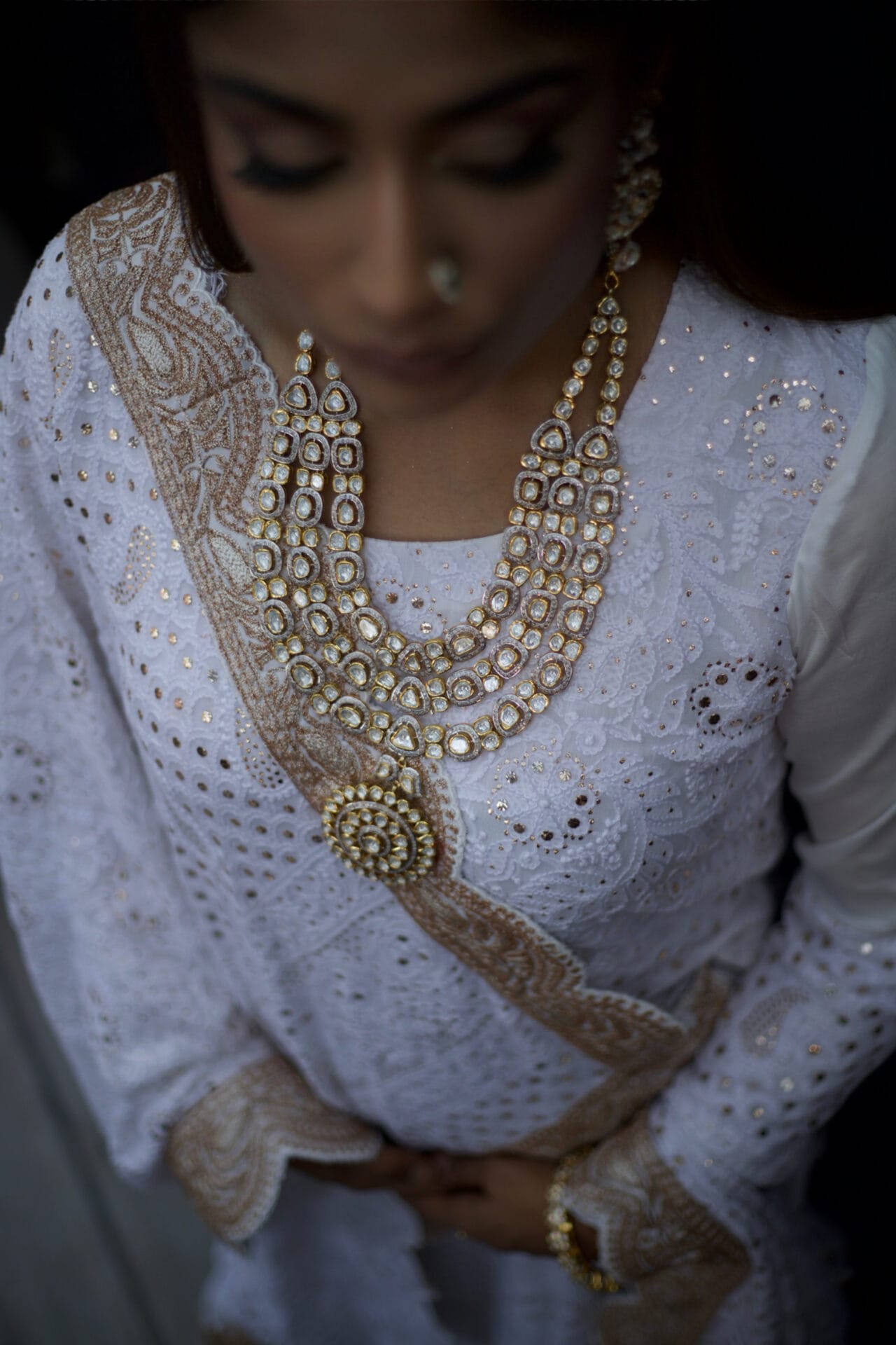 White Chikankari Mukaish Tilla Embroidered Blouse Lehanga Dupatta