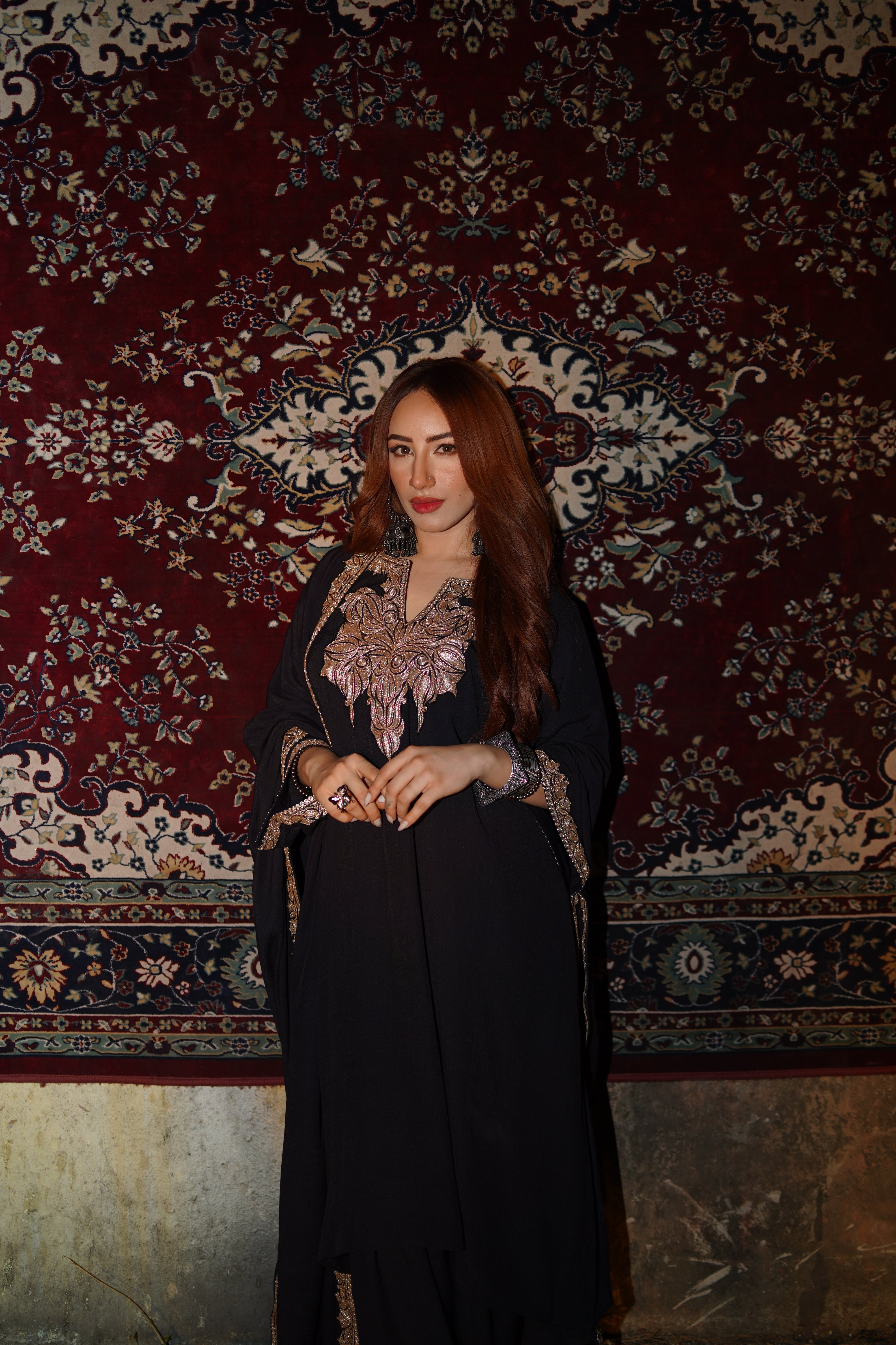 Black Tilla Embroidered Pheran Salwar with Dupatta
