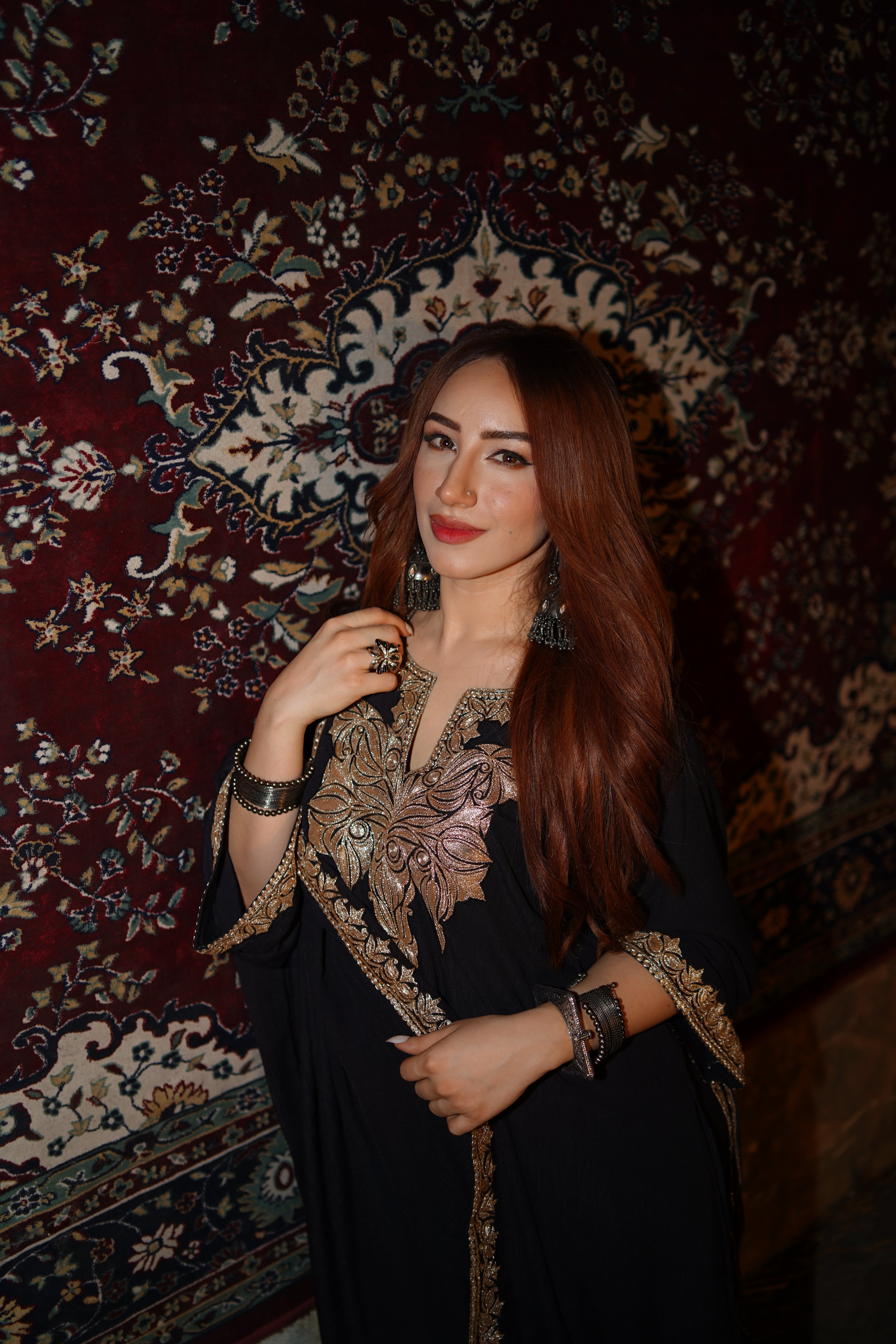 Black Tilla Embroidered Pheran Salwar with Dupatta