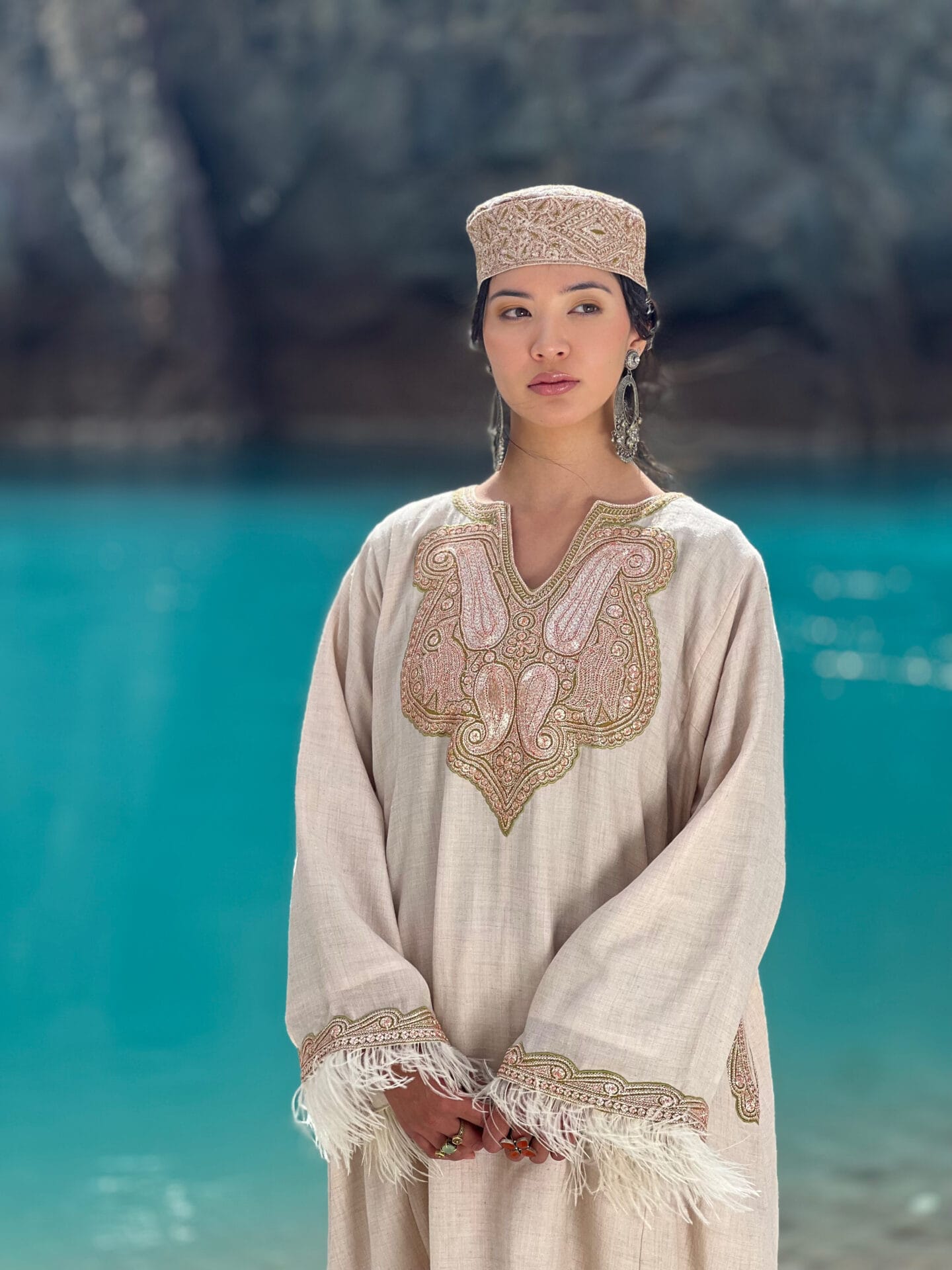 Ivory Hand Embroidered Pheran Salwar