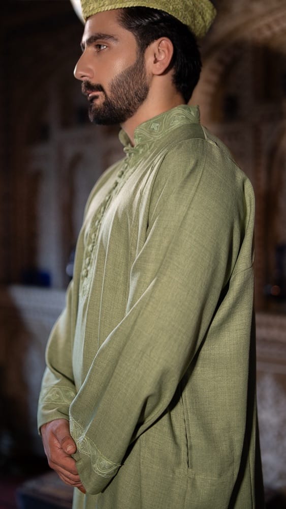 Green Ari Embroidered Pheran Salwar
