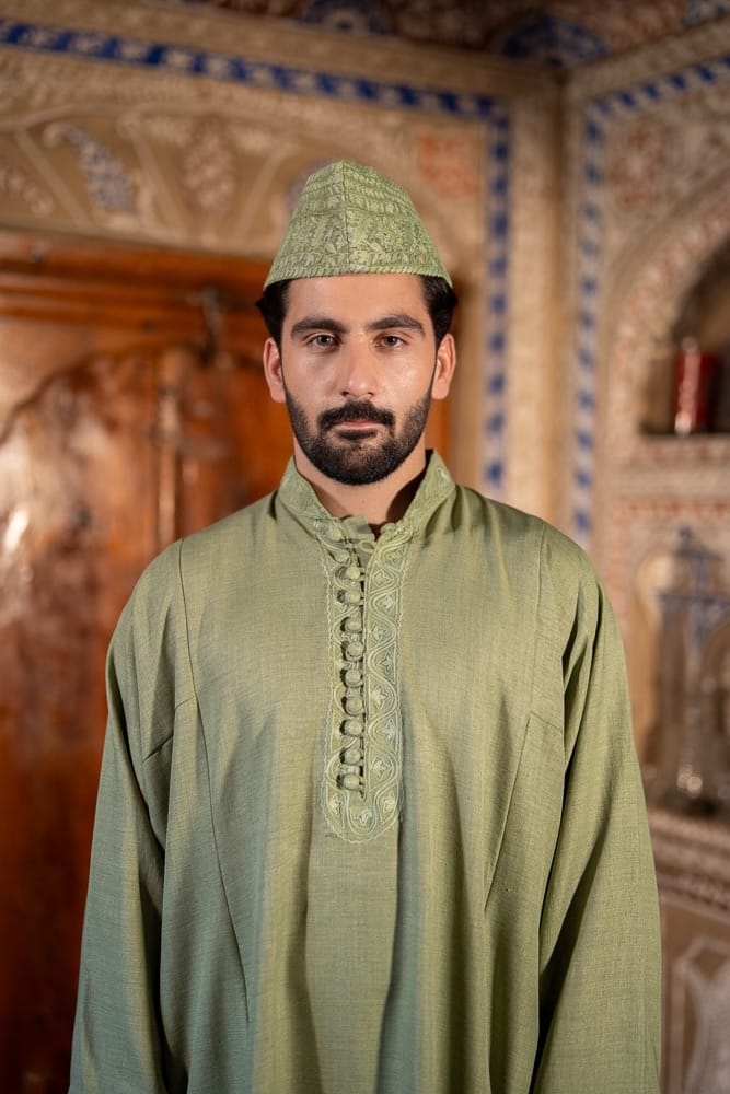 Green Ari Embroidered Pheran Salwar