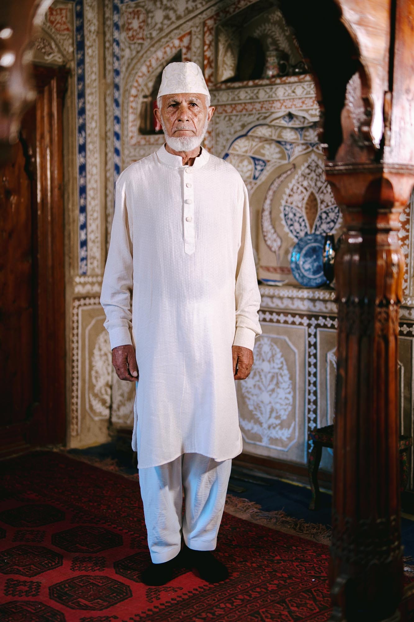 Ivory Kurta Salwar with Ari Embroidered Karakul
