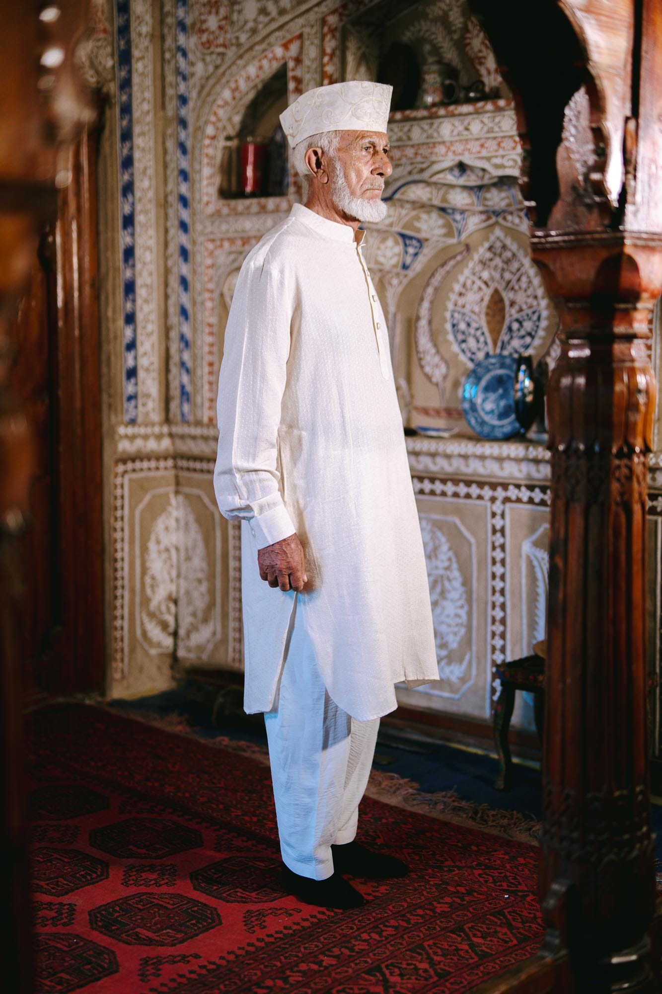 Ivory Kurta Salwar with Ari Embroidered Karakul