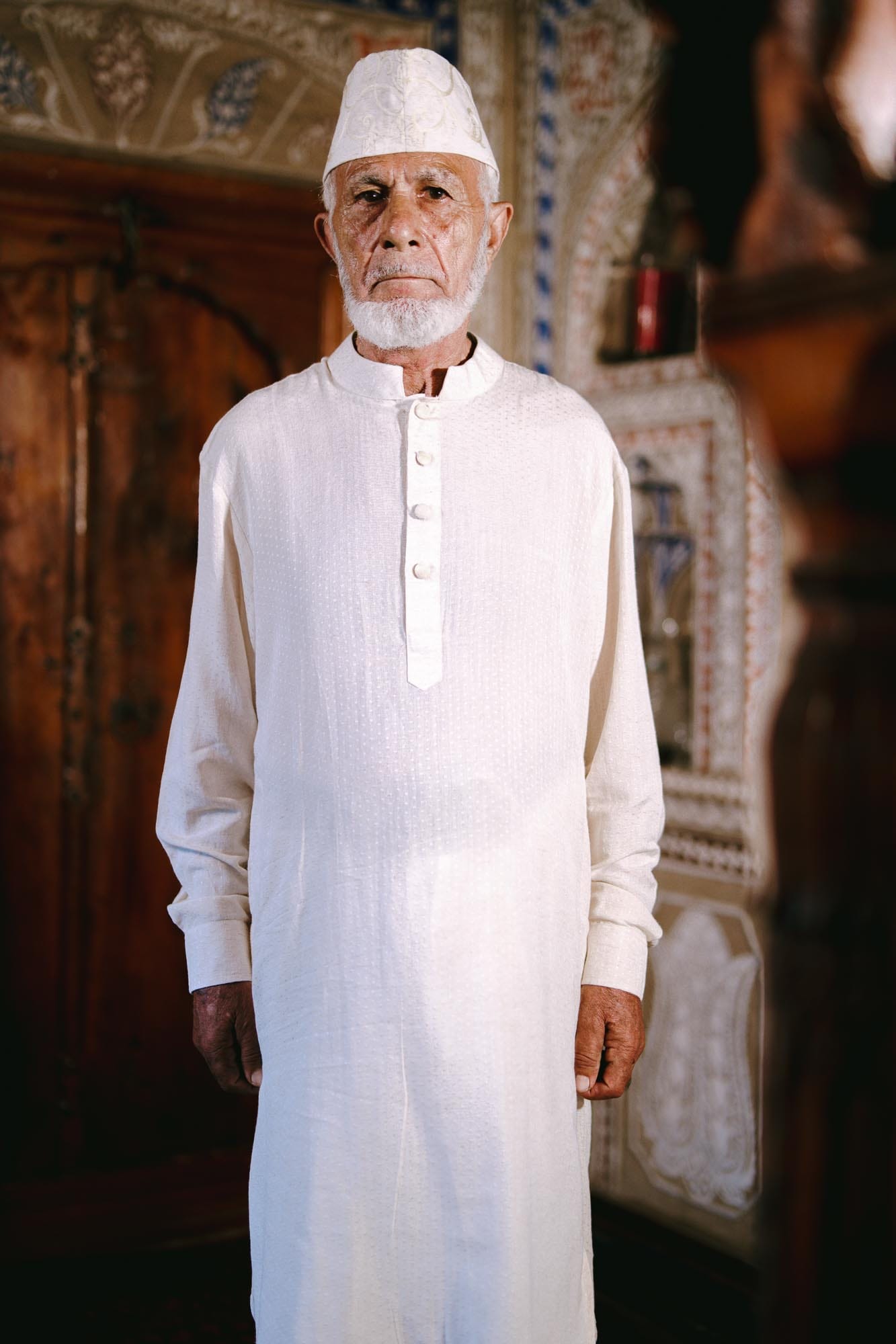 Ivory Kurta Salwar with Ari Embroidered Karakul