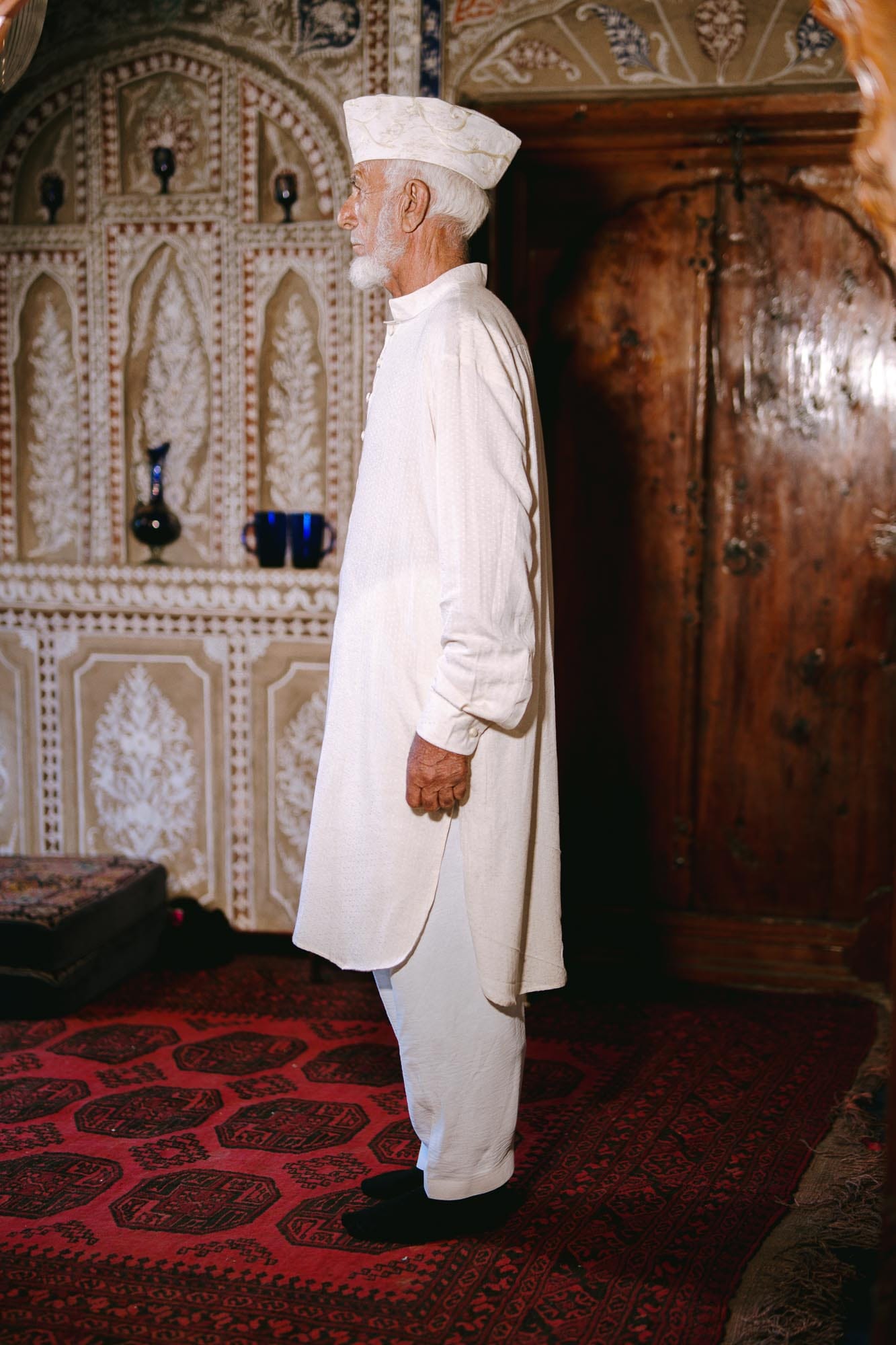 Ivory Kurta Salwar with Ari Embroidered Karakul