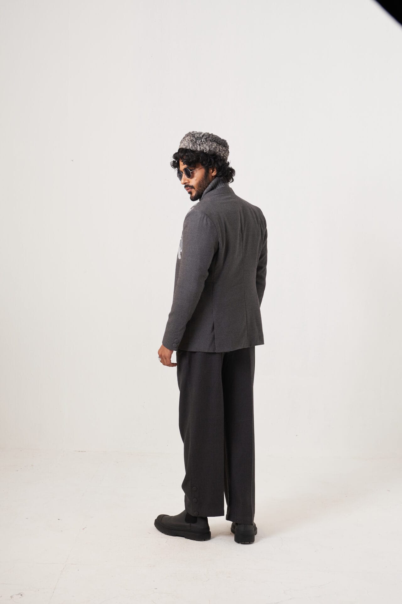 Grey Structured Ari Embroidered Blazer and Pants