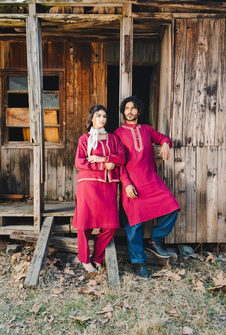 Maroon Tilla Embroidered Kurta Salwar Waistcoat