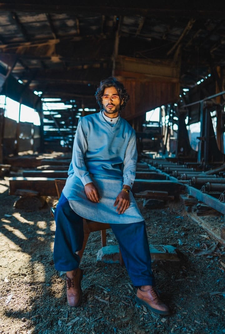 Blue Kurta Salwar with Vest