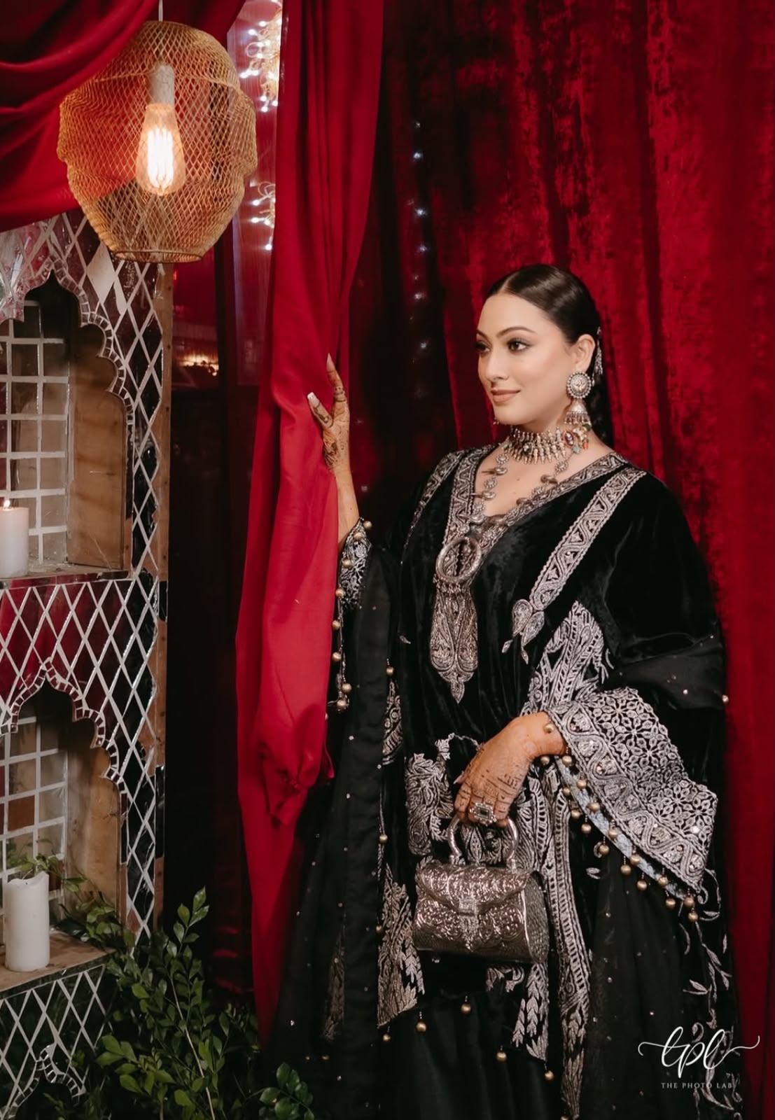 Black Tilla And Dabka Embroidered Kalidar Pheran Skirt with Dupatta
