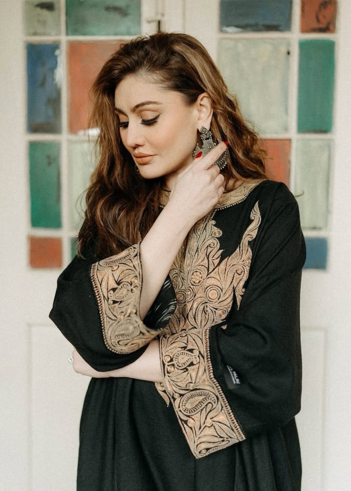 Shefali Jariwala in Black Tilla Embroidered Pheran Pant