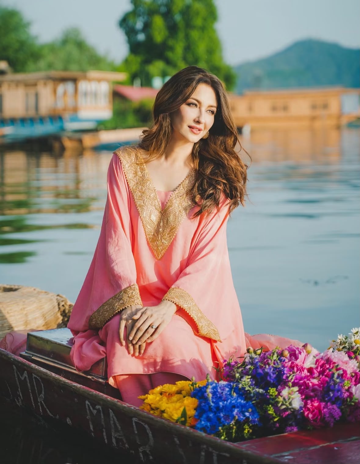 Pink Tilla Embroidered Kaftan Palazzo with Dupatta