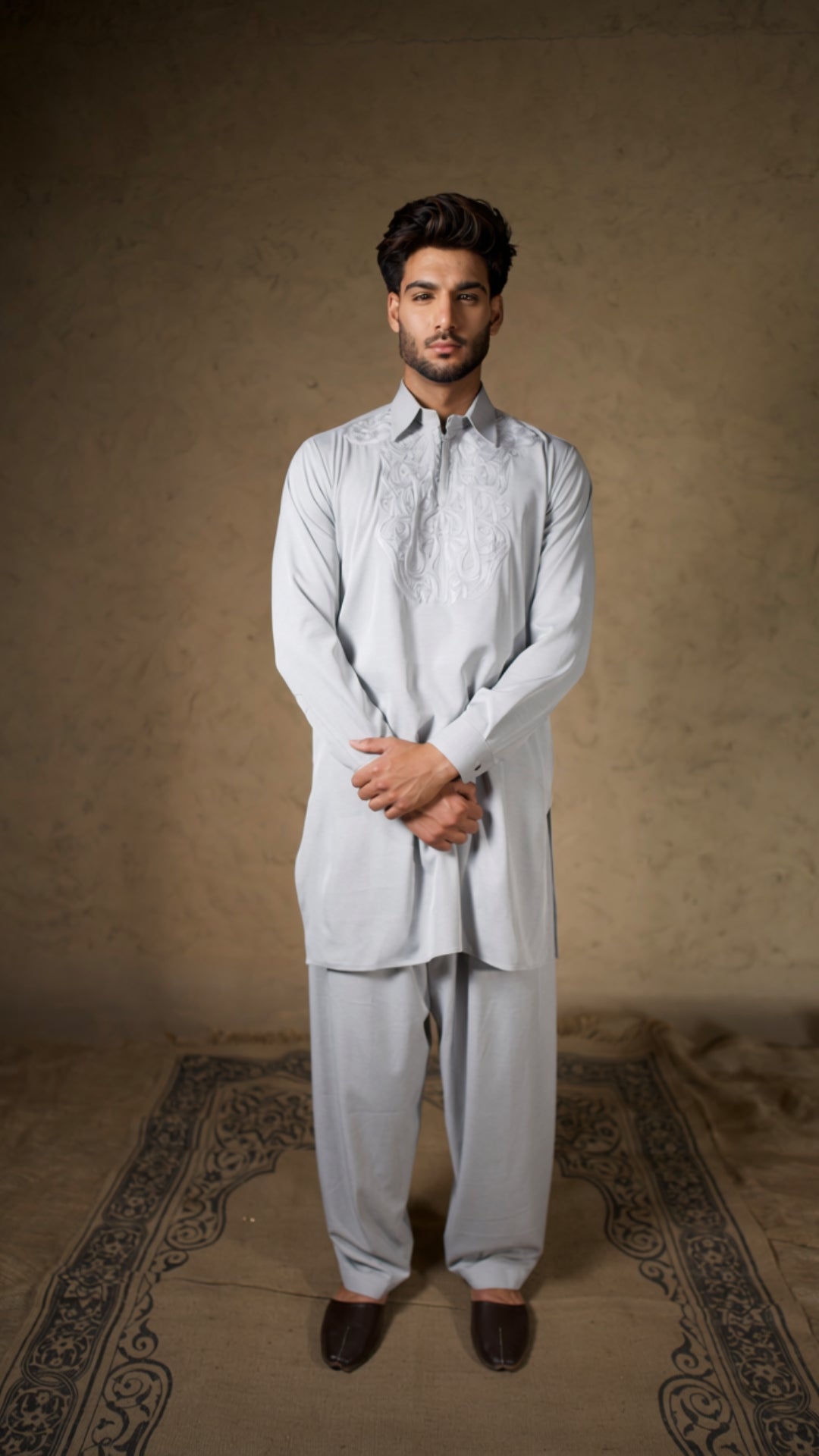 Grey Embroidered Kurta Salwar