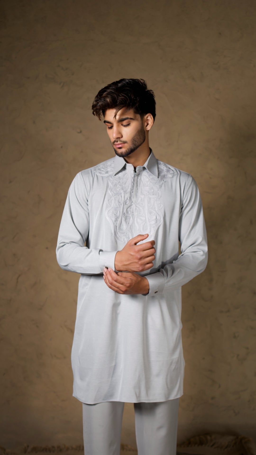 Grey Embroidered Kurta Salwar