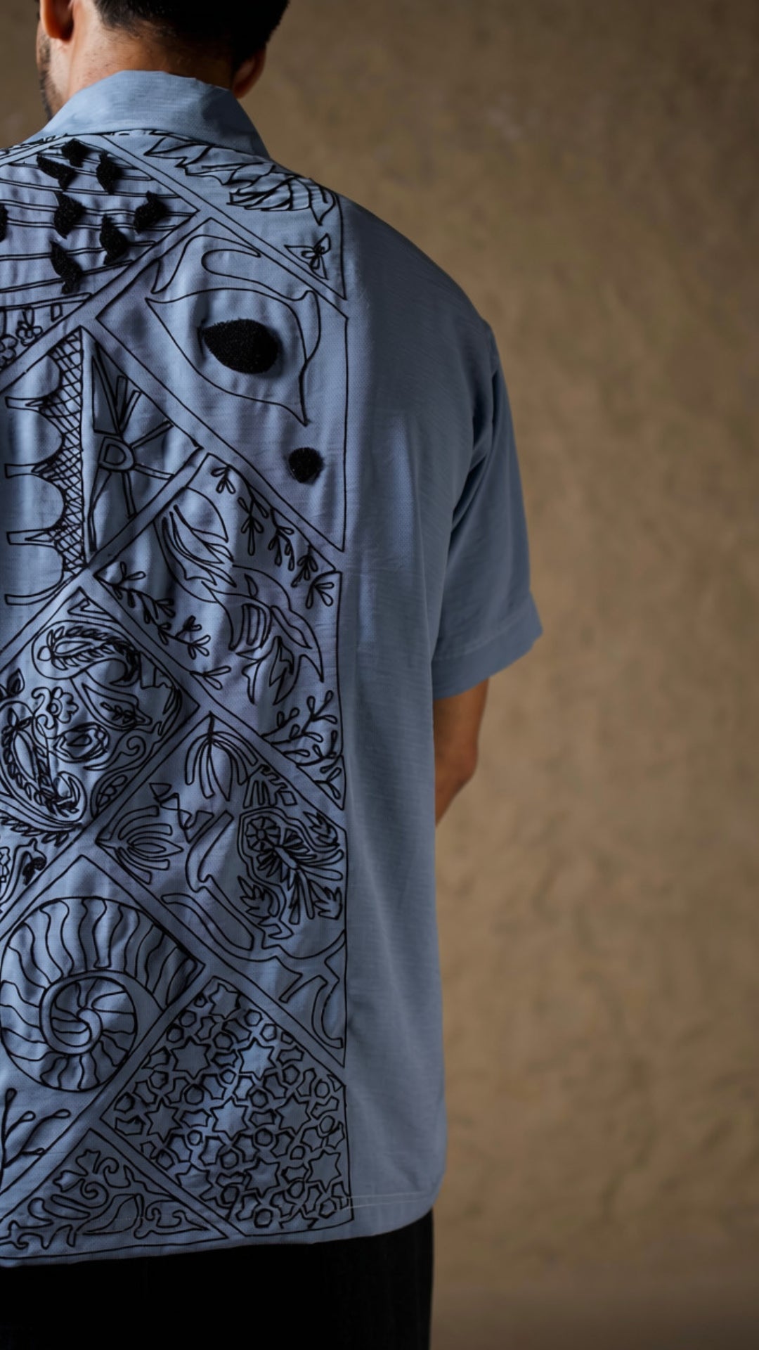 Blue Thread Embroidered Shirt with Pants