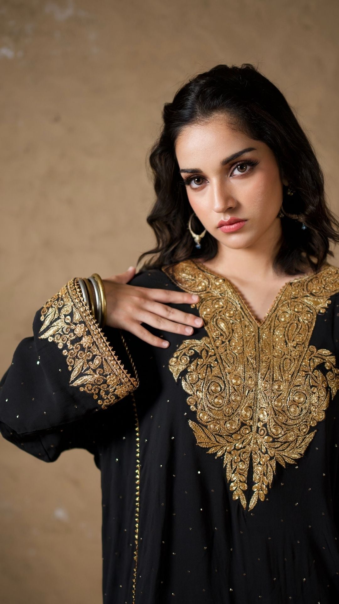 Black Tilla Embroidered Pheran Salwar Dupatta