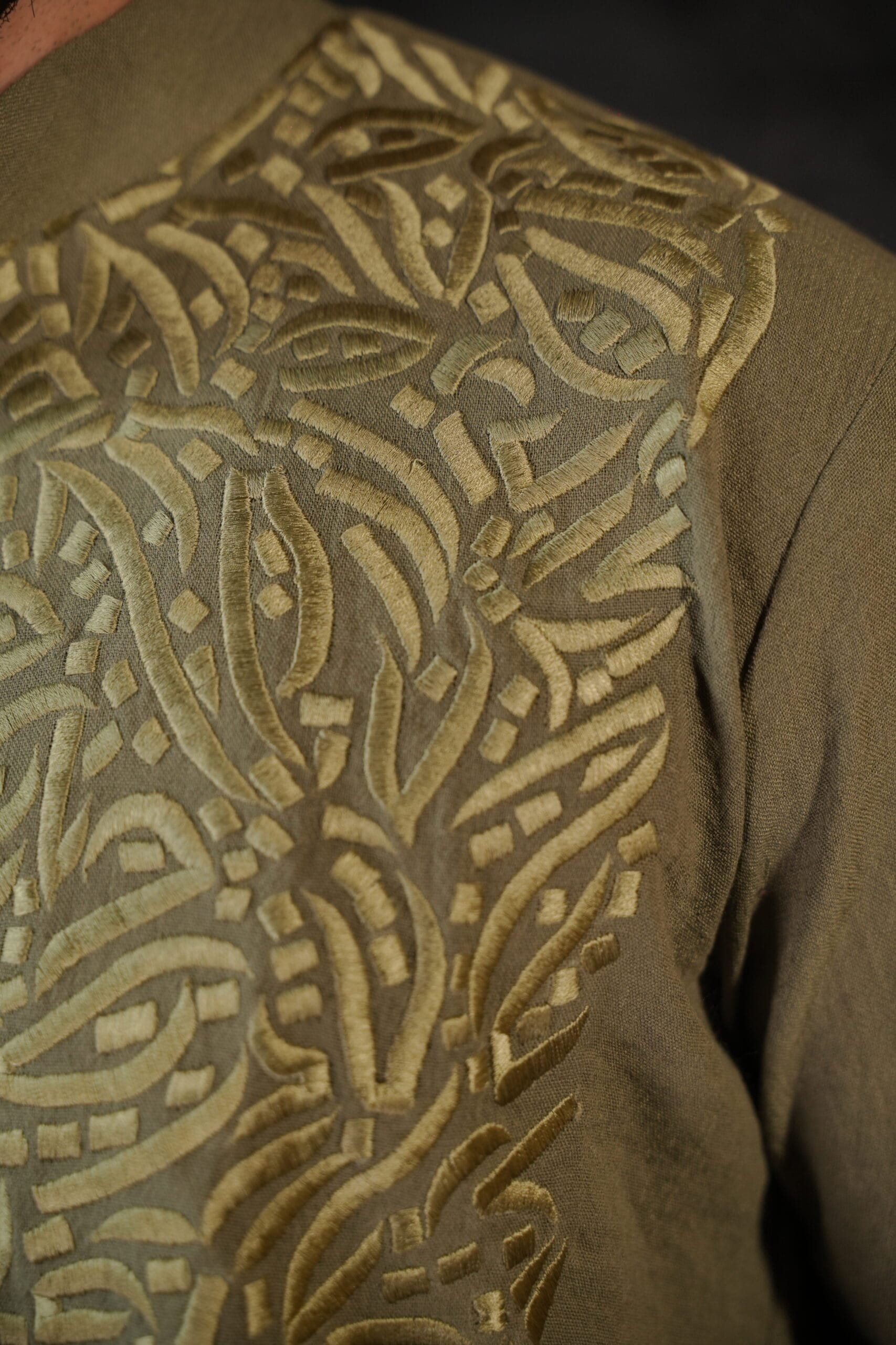 Olive Thread Embroidered Kurta Salwar - Image 4