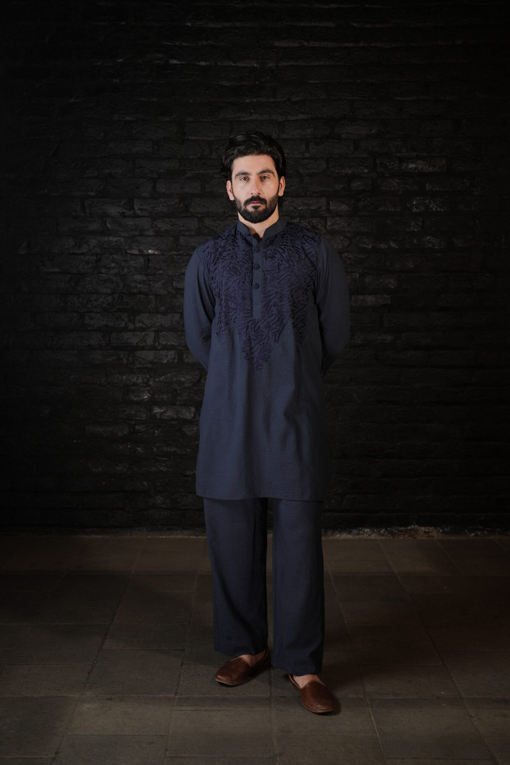 Blue Thread Embroidered Kurta Pants