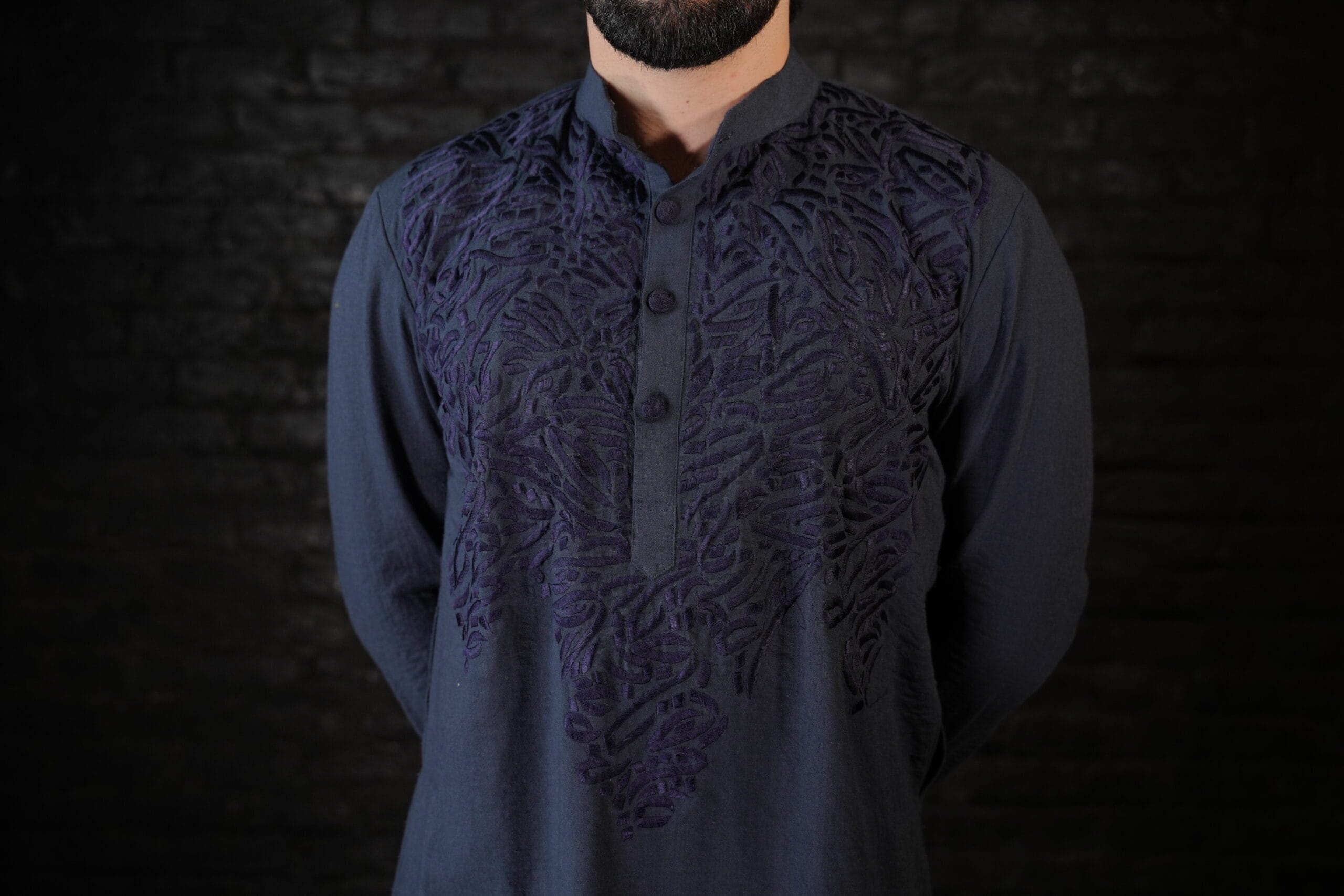 Blue Thread Embroidered Kurta Pants - Image 4