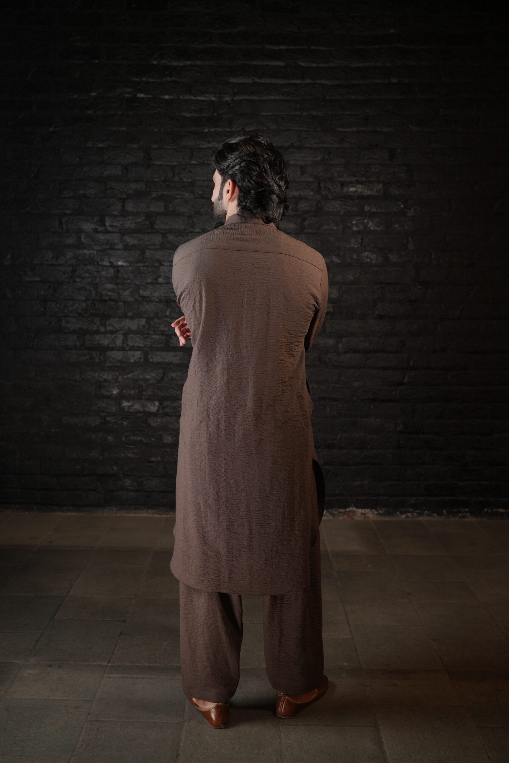 Brown Thread Embroidered Kurta Salwar - Image 5